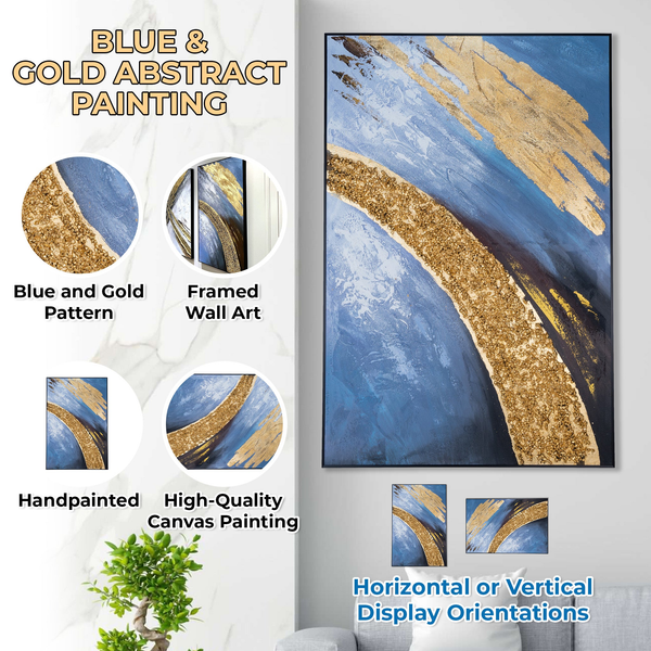 Large Abstract Impasto Canvas, 47" Framed Wood Textured Wall Art Home Decor by Sona Casa