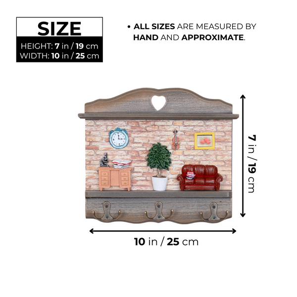 Wall Mounted Wooden Key Holder Rack, 3 Sturdy Double Hooks, 7" Key Hanger Organizer, Farmhouse Rustic Home Decor by Sona Casa