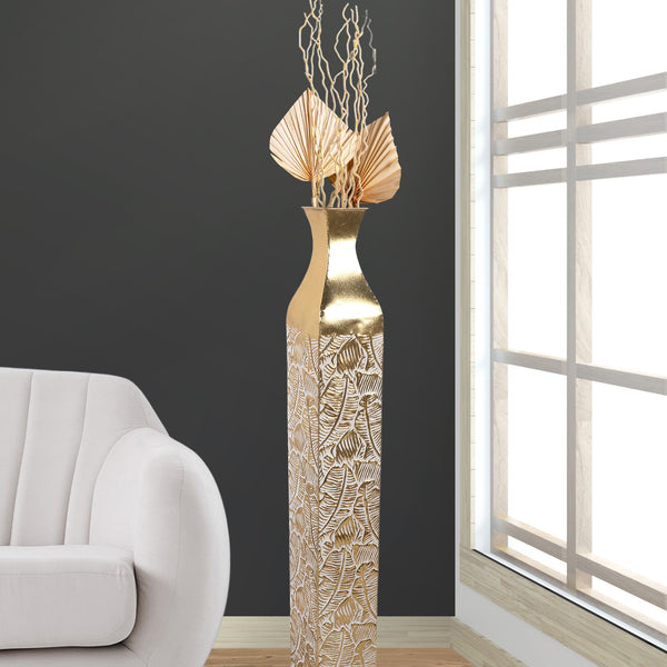 Modern Decorative Metal Tall Vase, Gold Living Room Decor, 42" Pots for Pampas Grass-Sona Casa