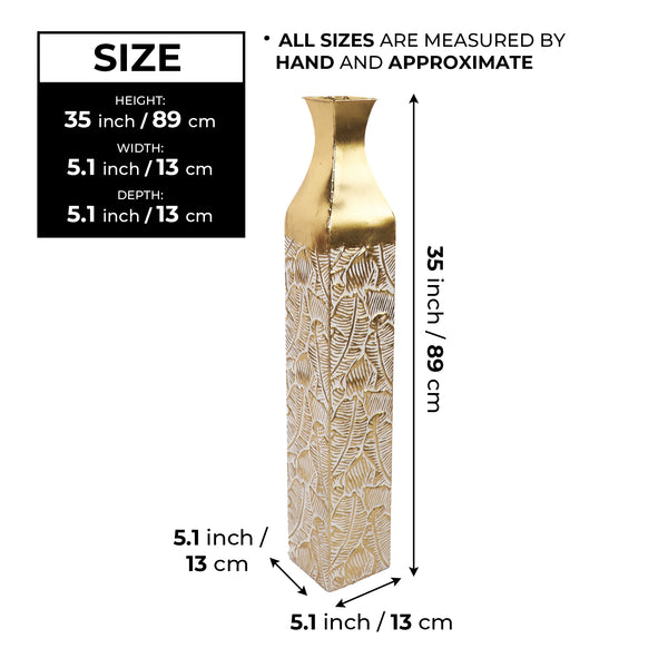 Modern Decorative Metal Tall Vase, Gold Living Room Decor, 35" Pots for Pampas Grass-Sona Casa