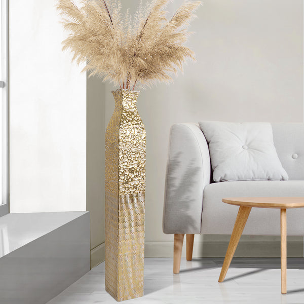 Tall Metal Vases, Extra Large Decorative Floor Vase Set, 35" Large Flower Pots for Pampas Grass, Home Living Room Decor-Sona Casa