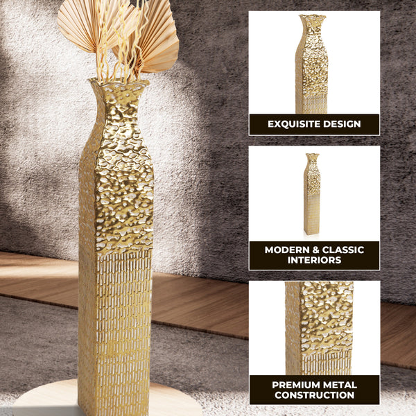 Tall Metal Vases, Extra Large Decorative Floor Vase Set, 35" Large Flower Pots for Pampas Grass, Home Living Room Decor-Sona Casa