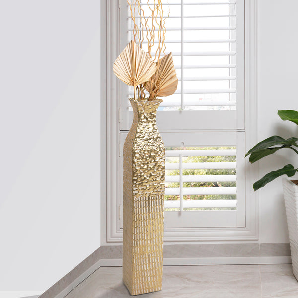 Tall Metal Vases, Extra Large Decorative Floor Vase Set, 35" Large Flower Pots for Pampas Grass, Home Living Room Decor-Sona Casa