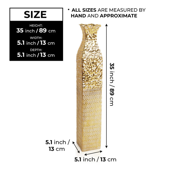 Tall Metal Vases, Extra Large Decorative Floor Vase Set, 35" Large Flower Pots for Pampas Grass, Home Living Room Decor-Sona Casa