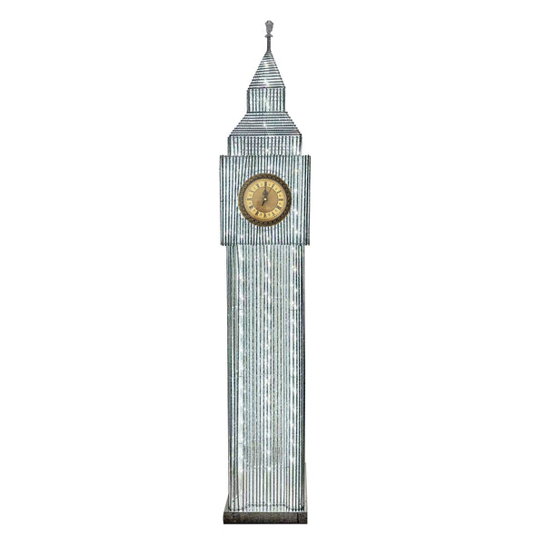 Tall Floor Lamp 60" Big Ben London White LED Light with Built-in Analog Clock Handmade Metal Standing Lamp by Sona Casa
