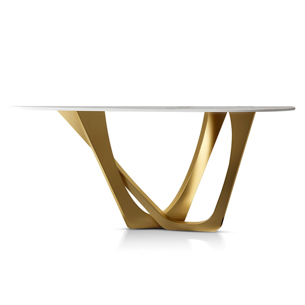 Modern 51" Golden Console Table, Premium White Marble Top Stainless Steel Metal Frame by Sona Casa