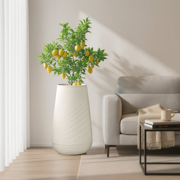 Tall Indoor Self Watering Decorative Planter, 27" Modern Minimalist Flower Pot Home, Front Porch, Patio, Backyard & Garden Decor-Sona Casa