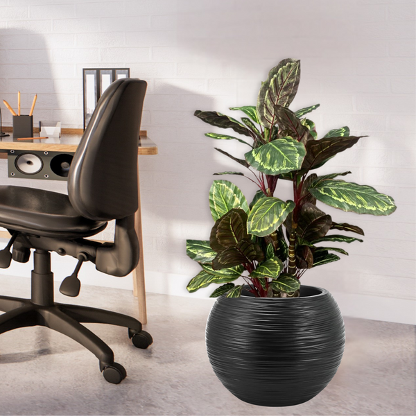 Round Black Plant Pot, Indoor Outdoor Home, Office, Patio, Front Porch, Backyard Decor, 18" Succulent Planter by Sona Casa