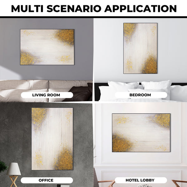 Golden Textured Painting, 47" Framed Wall Art for Living Room or Office by Sona Casa