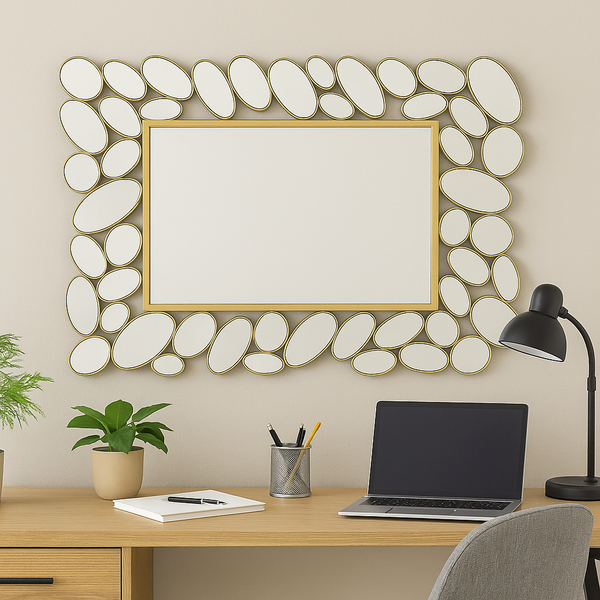 Decorative Wall Mirror with Gold Frame, Lightweight, High Quality Glass, Vertical & Horizontal Mount, Gift-Sona Casa