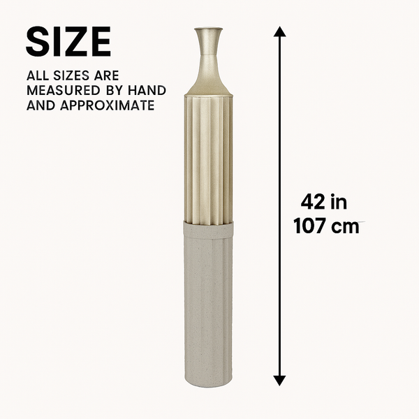 Decorative Metal Tall Floor Vase, 42" High Indoor Decor, Handcrafted Gold Accent Home Office Pot for Pampas Grass by Sona Casa