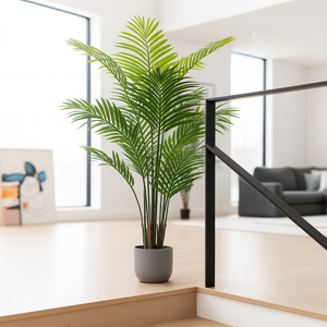 Artificial Areca Palm Tree with Black Sturdy Base, 5 ft Nearly Natural Look & Touch, Lifelike Leaves, Home Office Indoor Decor-Sona Casa