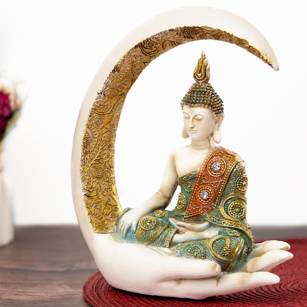 Mini Zen Buddha Statue, Rustic Polyresin, For Meditation Room Decor & Tabletop Feng Shui, Vintage Indian Spiritual Sculpture by Sona Casa