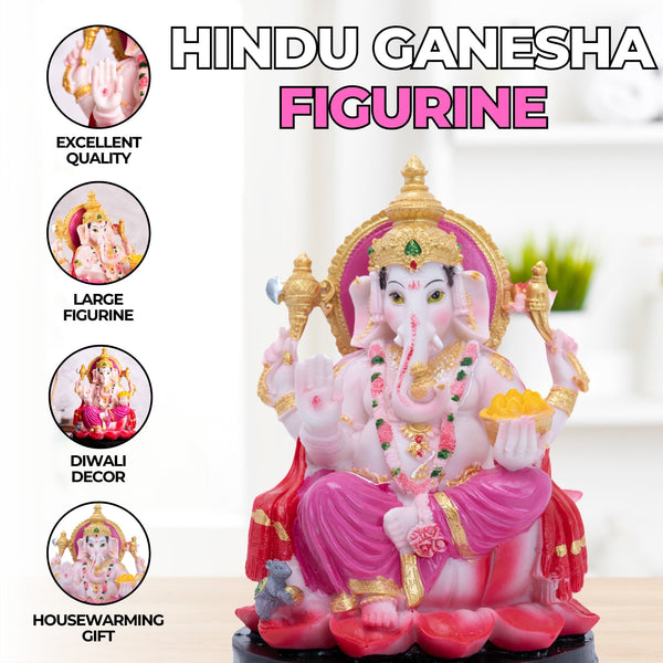 Large Ganesha Statue 23 cm, Polyresin, Multicolor Hindu God Decor For Home & Car by Sona Casa