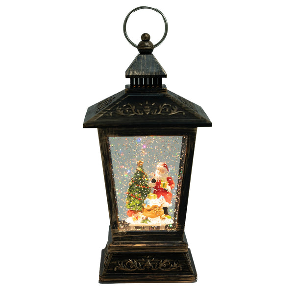Christmas Snow Globe Lantern with Lights and Music, Santa with Christmas Tree, and Fake Snow - Great for Decoration and as a Gift by Sona Casa