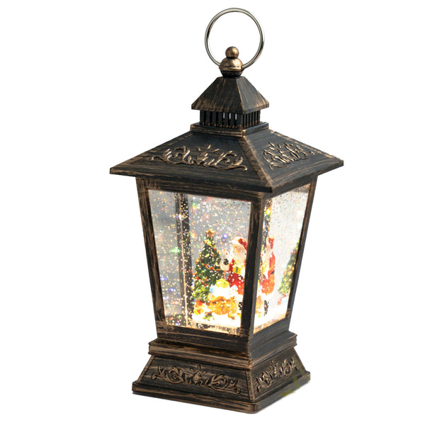 Christmas Snow Globe Lantern with Lights and Music, Santa with Christmas Tree, and Fake Snow - Great for Decoration and as a Gift by Sona Casa