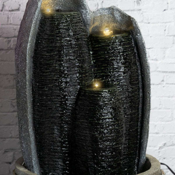 Majestic Oasis Mini Waterfall Fountain - Indoor Gray Stone Finish, LED Lights, Fiberglass & Resin, Perfect for Tabletop, Entryway, or Therapy Office Decor by Accent Collection