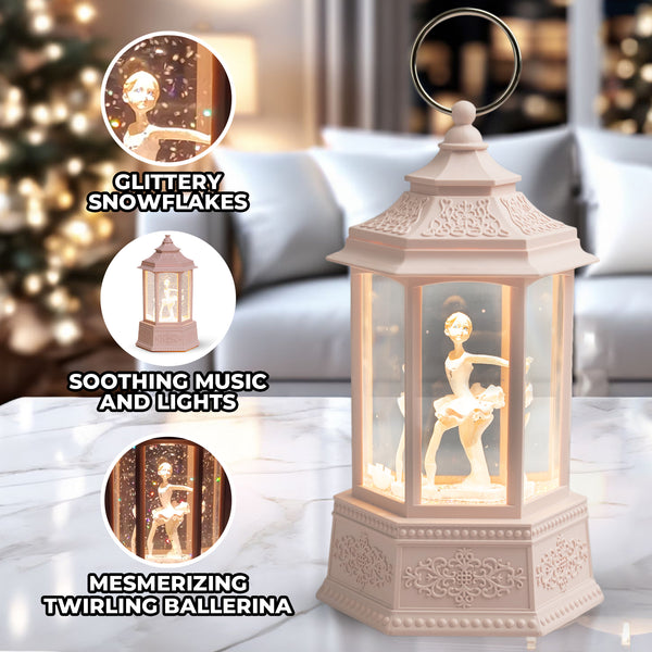 Ballerina Pink Snow Globe, 8" Xmas Ornament, Christmas Gift For Girls by Sona Casa