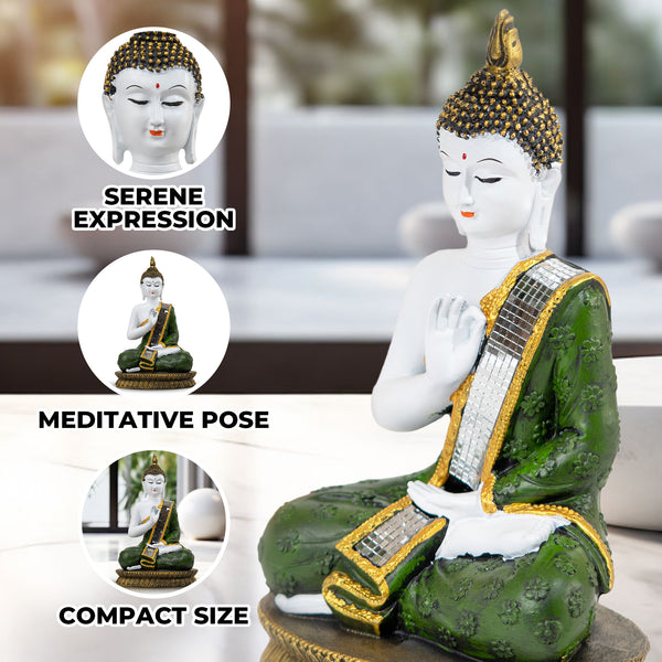 Seated Prayer Buddha Statue, 11" Figurine Home Decor Ornament. Buddhism Gifts, Altar Prayer Room Pooja Temple Decorations by Sona Casa