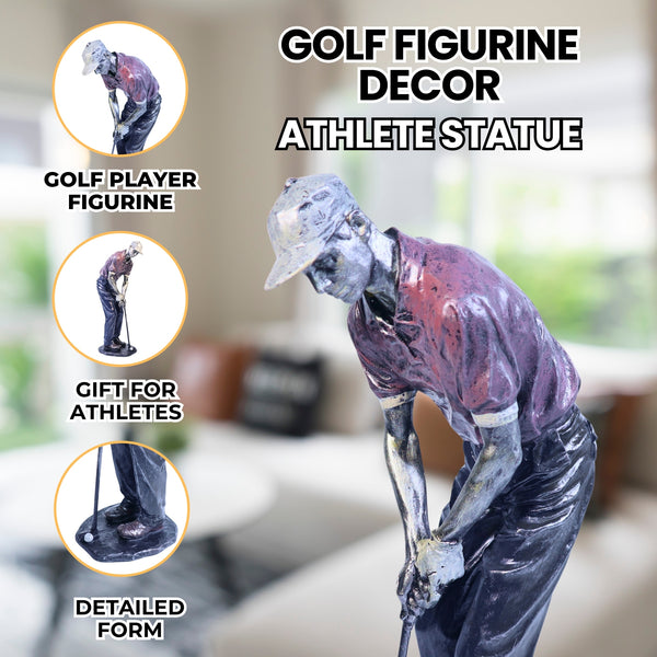 Large Golf Statue, Sports Statue Home Decor Gift, Red Black Coffee Table Centerpiece 13 inch 33 cm by Sona Casa