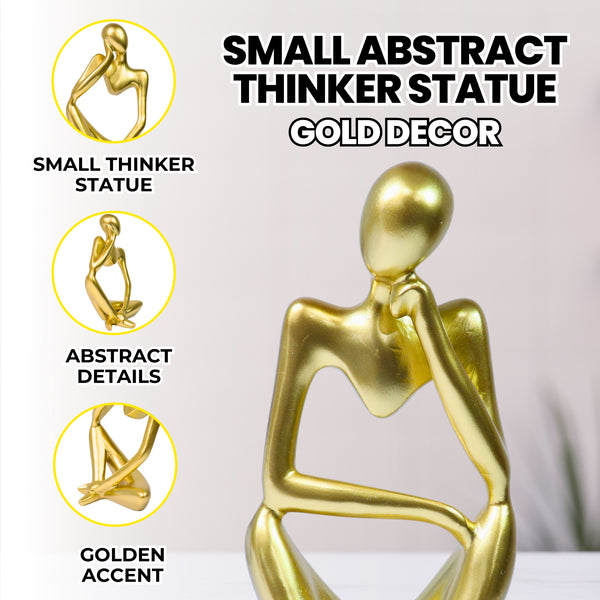 Small Abstract Thinker Statue Decor for Living Room, Gold Decorative Accent for Home, Office 9 inch, 23 cm by Sona Casa