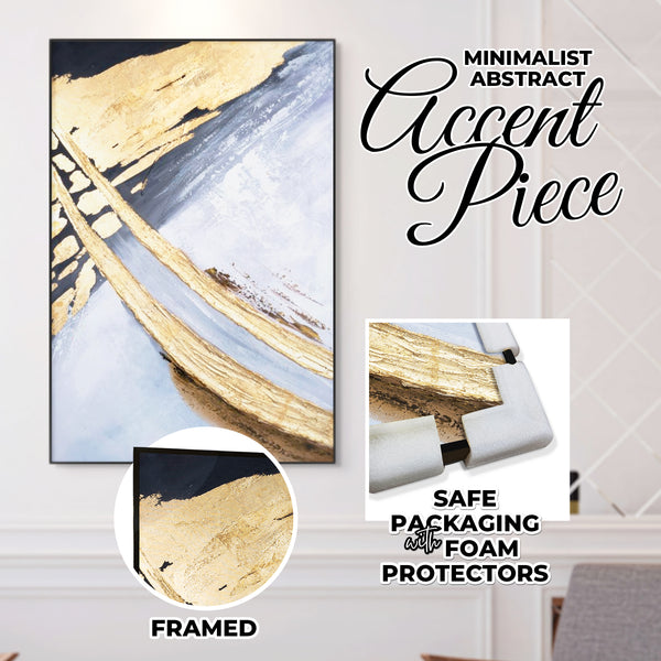 Abstract Large 3D Gold Black Wall Art, 47" Thick Textured Painting Decor by Sona Casa