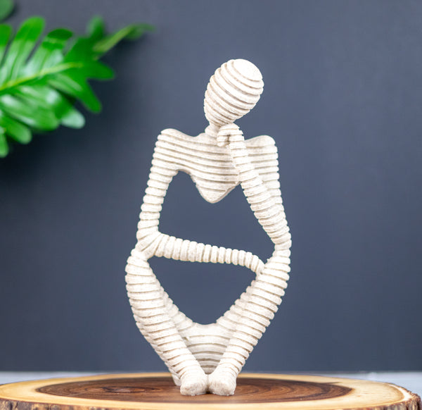 Decorative Statue Set, 9" Striped Thinkers, Tabletop Decor for Home Office by Sona Casa