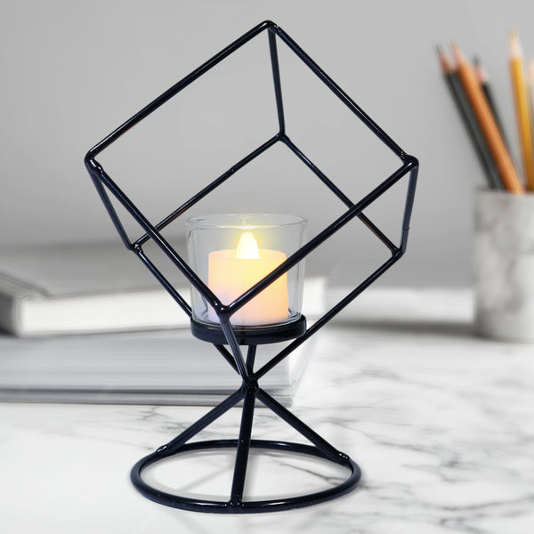 Metal Candle Holder with Glass Container for Votive Candle, 8" Home Decor | Home Decor