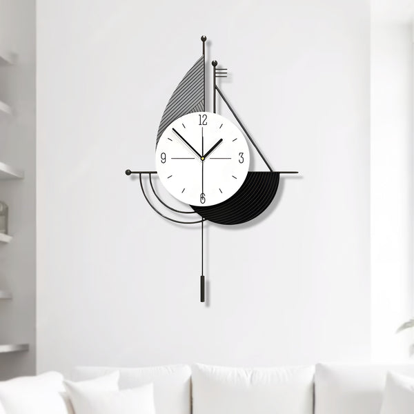 Decorative Wall Clock, 24" Abstract Metal Clock, Quiet, Battery Operated Home Office Decor