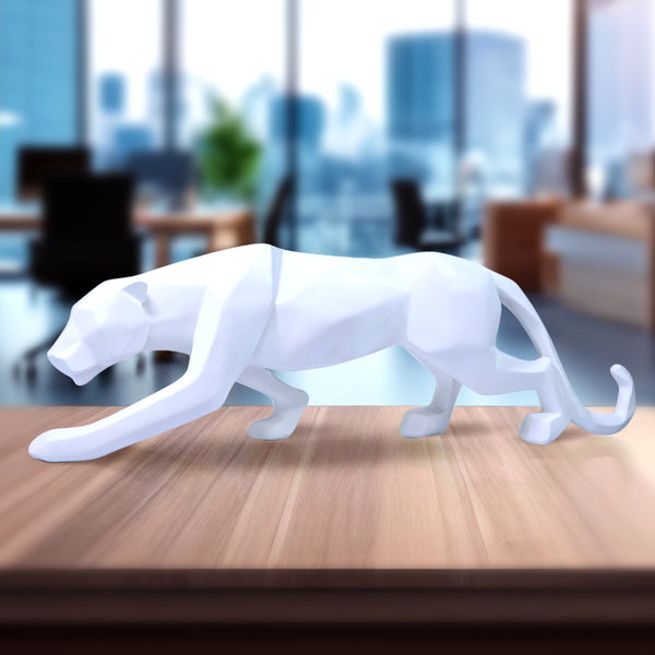 White Panther Statue, Unique Home Decor, Minimalist Decor for Living Room 18 inch 46 cm Wide by Sona Casa