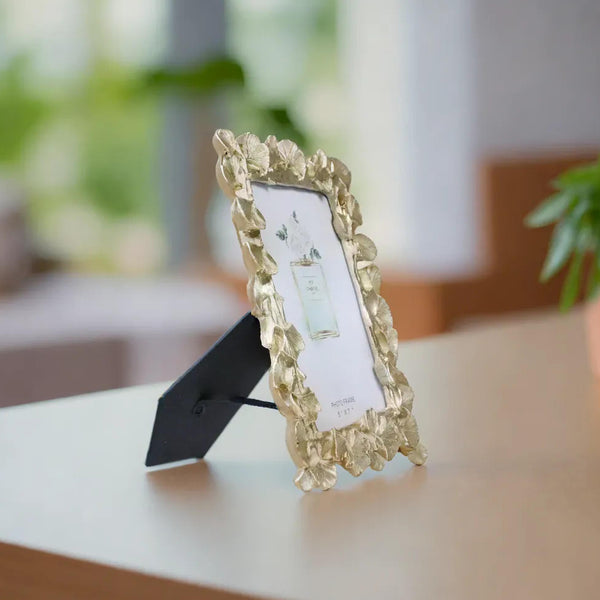 5x7 inch Photo Frame, 3D Golden Ginkgo Leaves Picture Frame Border, Handmade Decorative Frame 9 inch 23 cm by Sona Casa