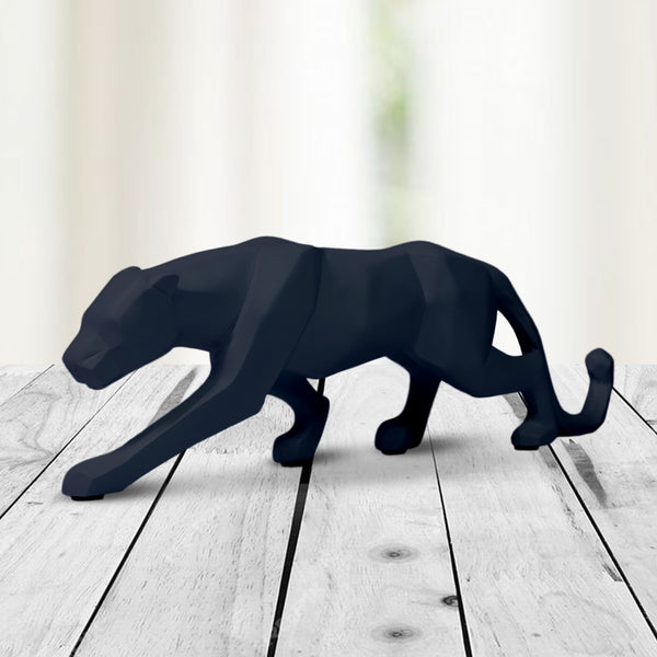 Small Black Leopard Sculpture for Home or Office, Sleek Black Desk Decor 10 inch 25 cm Wide by Sona Casa