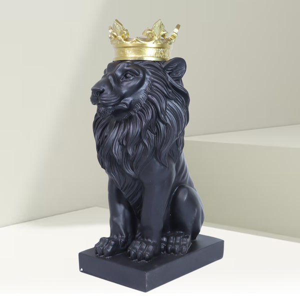 Lion Statuary, Lion King with Golden Crown, Center Table Decor for Home or Office, 36 cm, 24 inch, Thoughtful Gift by Sona Casa