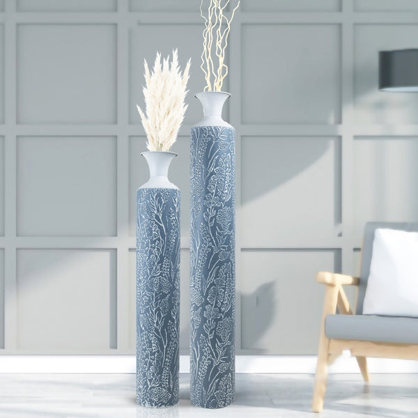 Luxury Metal Tall Vases, Large Floor Vase Set of 2, 32" and 40" Living Room, Home, Office Decor