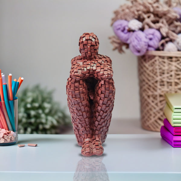 Small Abstract Thinker Statue, Dark Red Home Decor, Bookshelf Decor, Gift for Teachers 8 inch 20 cm by Sona Casa