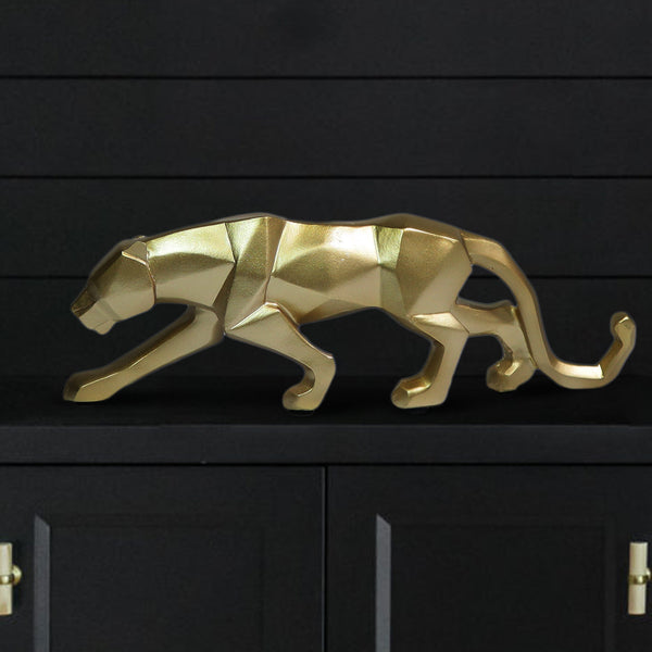 Small Gold Panther Statue for Living Room, Desk Decor, Tabletop Centerpiece 10 inch 25 cm Wide by Sona Casa