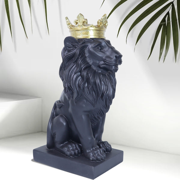 Lion Statuary, Lion King with Golden Crown, Center Table Decor for Home or Office, 36 cm, 24 inch, Thoughtful Gift by Sona Casa