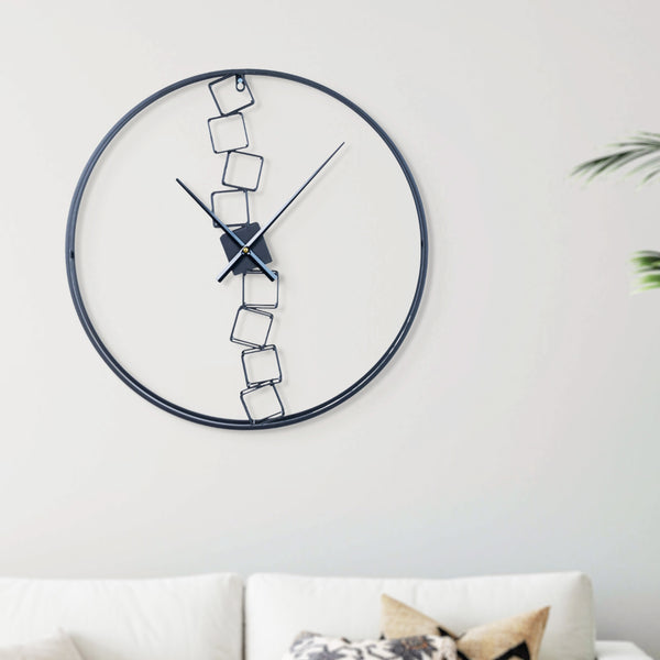 Black Metal Wall Clock, 24" Silent Abstract, Modern Living Room Decor by Sona Casa