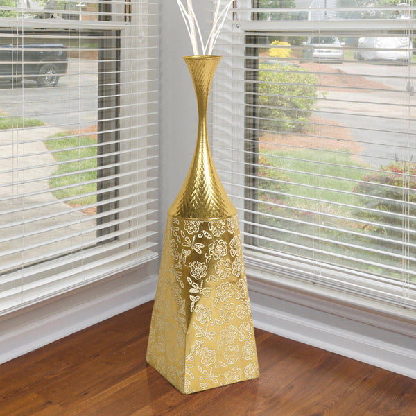 Gold Metal Tall Vase for Living Room, 32" Large Decorative Vase by Sona Casa