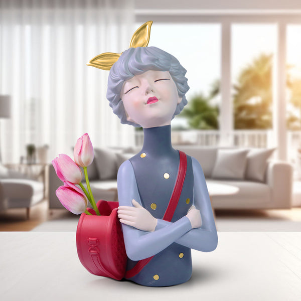 Girl Statue, Makeup Organizer, Bud Vase, 14" Dresser Vanity Table Organizer by Sona Casa