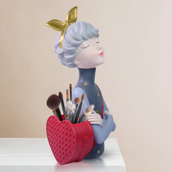 Girl Statue, Makeup Organizer, Bud Vase, 14" Dresser Vanity Table Organizer by Sona Casa
