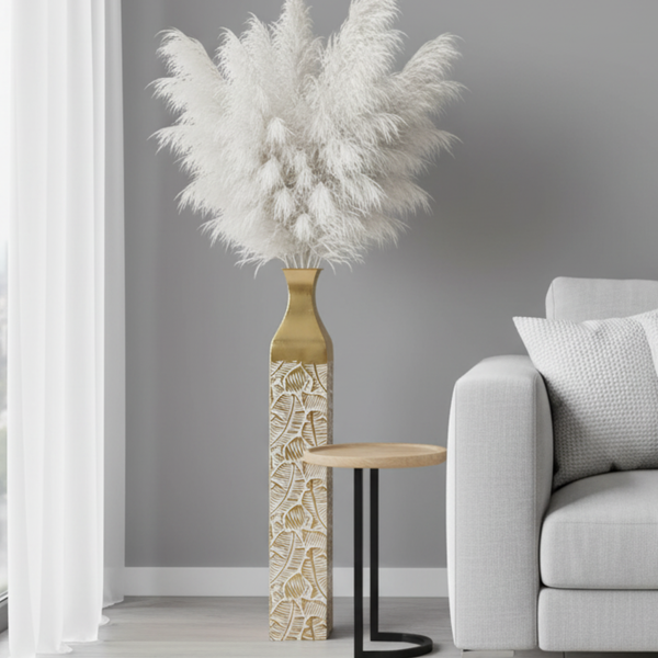Modern Decorative Metal Tall Vase, Gold Living Room Decor, 35" Pots for Pampas Grass-Sona Casa
