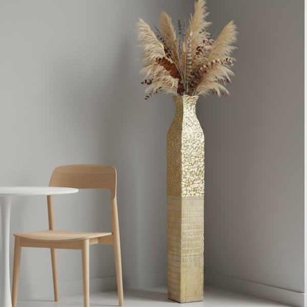 Tall Metal Vases, Extra Large Decorative Floor Vase, 42" Large Flower Pots for Pampas Grass, Home Living Room Decor-Sona Casa