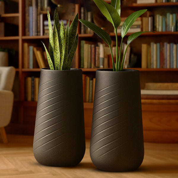 Set of 2 Modern Tall Indoor Self Watering Decorative Plant Pot, 33 in Contemporary Flower Pot Home, Office, Garden Decoration, Gift-Sona Casa