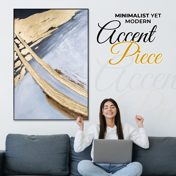 Abstract Large 3D Gold Black Wall Art, 47" Thick Textured Painting Decor by Sona Casa