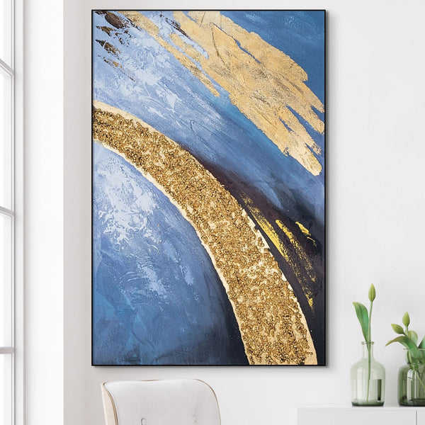 Large Abstract Impasto Canvas, 47" Framed Wood Textured Wall Art Home Decor by Sona Casa