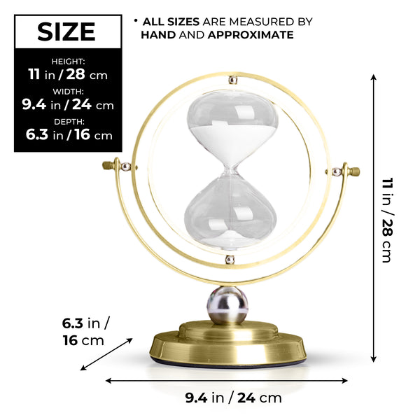 Elegant Gold And Glass 30-Minute Sand Timer - White Sand Desk Decor For Productivity, Yoga, And Gifts by Sona Casa