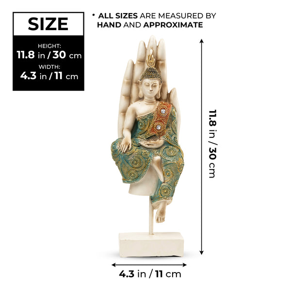 Small Buddha Statue 12" Desktop Tabletop Decor for Home, Prayer Room, Pooja, Feng Shui Good Fortune, Housewarming Gift by Sona Casa