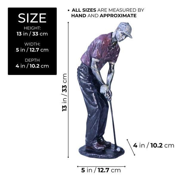 Large Golf Statue, Sports Statue Home Decor Gift, Red Black Coffee Table Centerpiece 13 inch 33 cm by Sona Casa