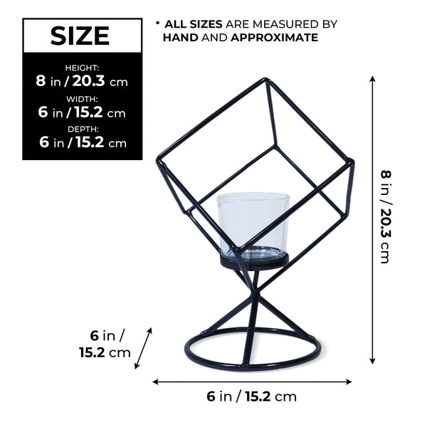 Metal Candle Holder with Glass Container for Votive Candle, 8" Home Decor by Sona Casa